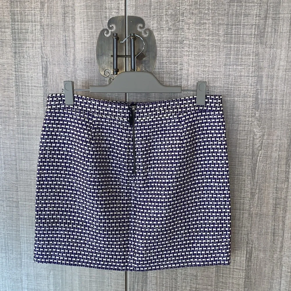 J.Crew Blue White Houndstooth Chic Pencil Skirt‎